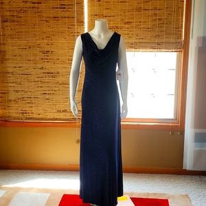Navy blue sequined/beaded formal/evening gown. Calvin Klein size 6 ladies dress.